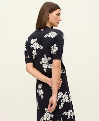 Ann Taylor Petite Floral Jacquard Sweater T-Shirt Night Sky Women's
