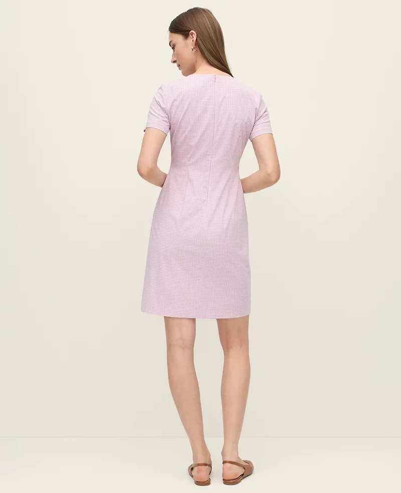 Ann Taylor Gingham Button Pocket Shift Dress Lilac/White Women's