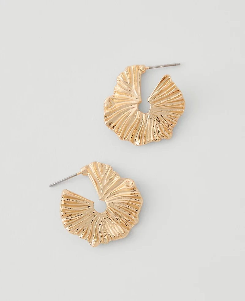 Ann Taylor Textured Hoop Earrings Goldtone Women's