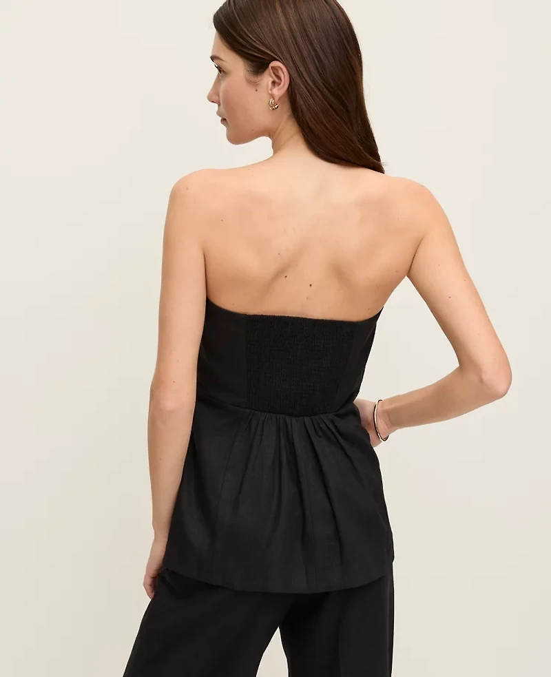 Ann Taylor Petite Strapless Linen Blend Tunic Top Women's