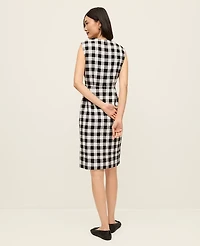 Ann Taylor Gingham Column Midi Dress Black - Ww Women's