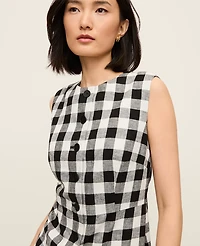 Ann Taylor Gingham Column Midi Dress Black - Ww Women's