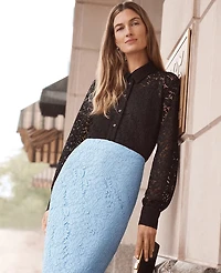 Ann Taylor Petite Lace Shirt Women's