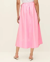 Ann Taylor Striped Tie Waist Midi Skirt Strawberry Lemonade Women's