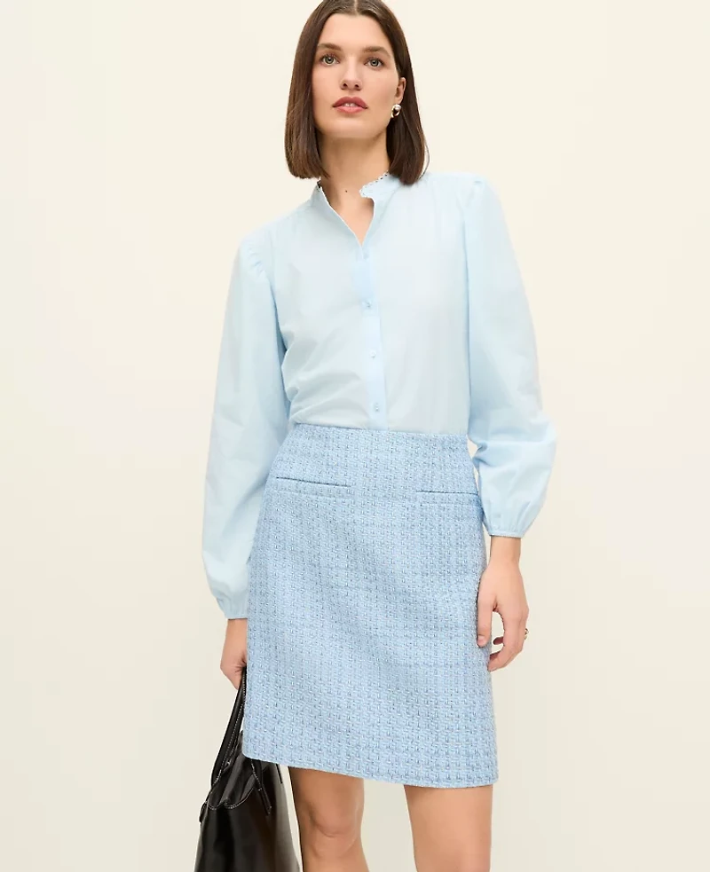 Ann Taylor Tweed A-Line Skirt Light Blue Multi Women's