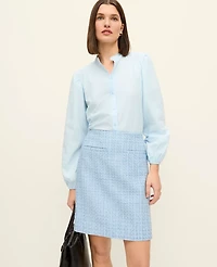 Ann Taylor Tweed A-Line Skirt Light Blue Multi Women's