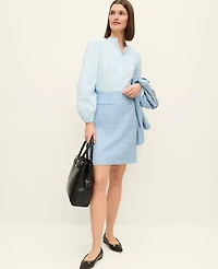 Ann Taylor Tweed A-Line Skirt Light Blue Multi Women's