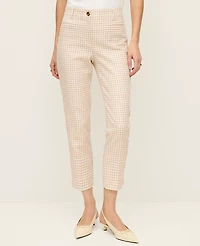 Ann Taylor The Petite Cotton Crop Pant Gingham Pale Sandalwood Women's