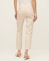 Ann Taylor The Petite Cotton Crop Pant Gingham Pale Sandalwood Women's