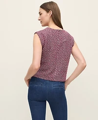 Ann Taylor Tweed Crew Neck Shell Top Speckled Pink Women's
