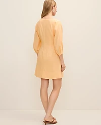 Ann Taylor Pintucked Mini Dress Linen Blend Women's