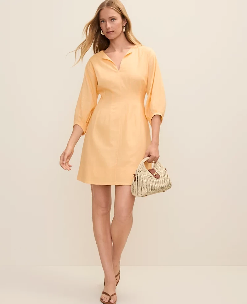 Ann Taylor Pintucked Mini Dress Linen Blend Women's