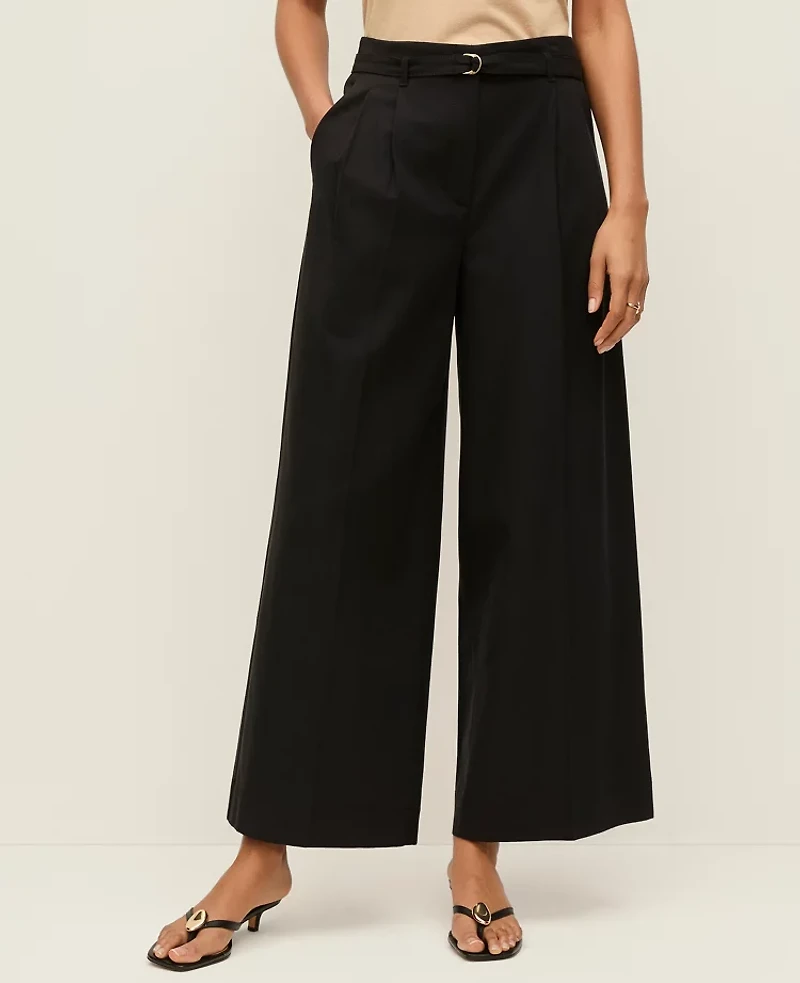 Ann Taylor The Petite Belted Wide-Leg Ankle Pant Women's