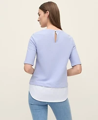 Ann Taylor Layered Mixed Media Top Women's