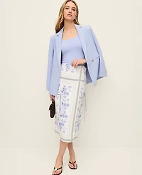 Ann Taylor Floral Wrap Midi Skirt Blue Hydrangea Women's