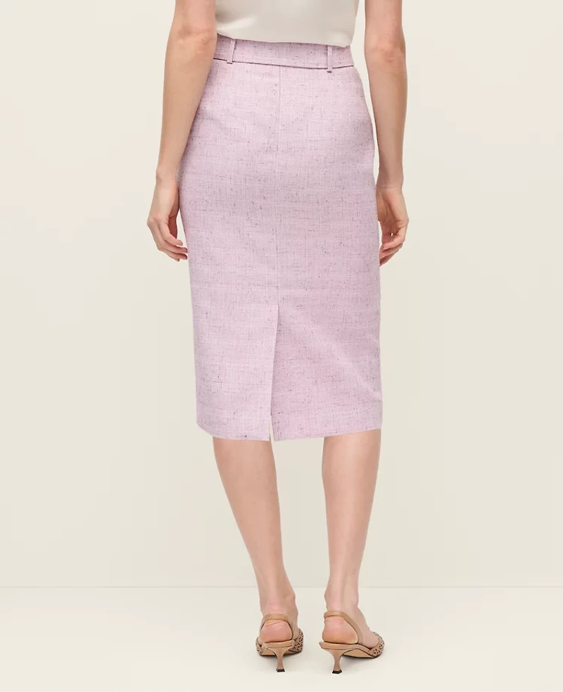 Ann Taylor Tweed Belted Pencil Skirt Violet Orchid Women's