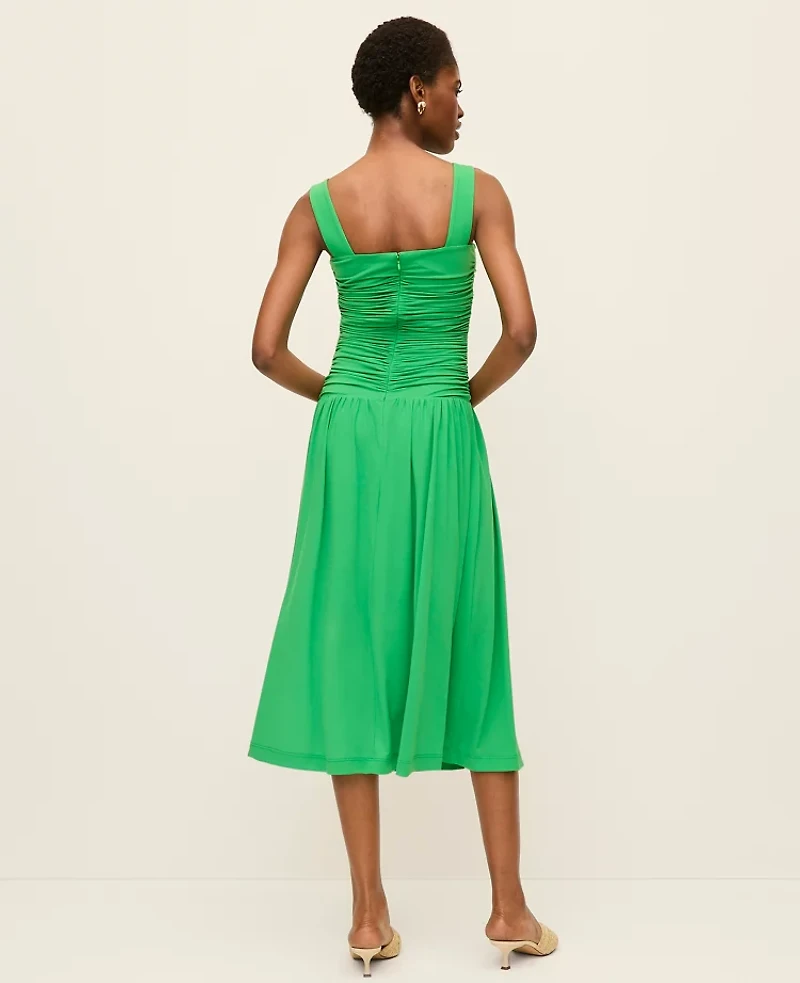 Ann Taylor Petite Ruched Midi Dress Women's