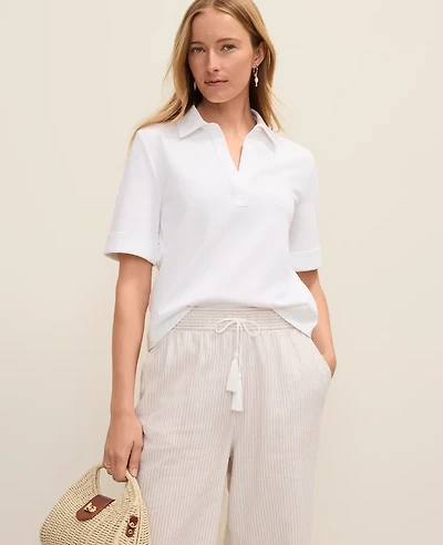Ann Taylor Weekend Split Neck Polo Top Women's