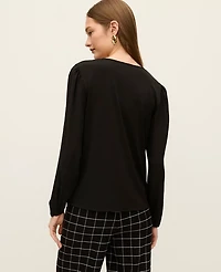 Ann Taylor Mixed Media Embroidered Blouse Black Women's