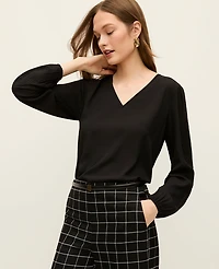 Ann Taylor Mixed Media Embroidered Blouse Black Women's