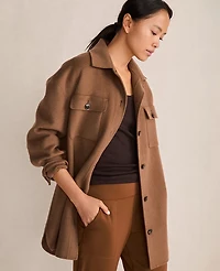 Ann Taylor Haven Well Within Wool Blend Oversized Shaket Brown Butter Women's