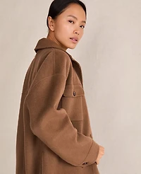 Ann Taylor Haven Well Within Wool Blend Oversized Shaket Brown Butter Women's