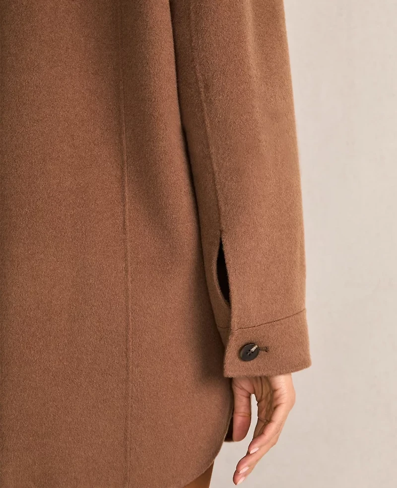 Ann Taylor Haven Well Within Wool Blend Oversized Shaket Brown Butter Women's