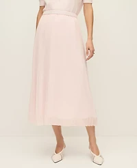 Ann Taylor Petite Chiffon Pleated Midi Skirt Blush Haze Women's