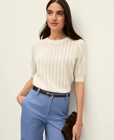 Ann Taylor Petite Pointelle Sweater T-Shirt Women's