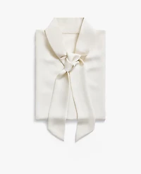 Ann Taylor Petite Bow Blouse Winter White Women's