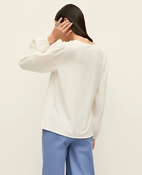 Ann Taylor Mixed Media Embroidered Blouse Winter White Women's