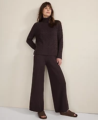 Ann Taylor Haven Well Within Organic Cotton Blend Gradient Cable Sweater Holiday Cranberry Women's