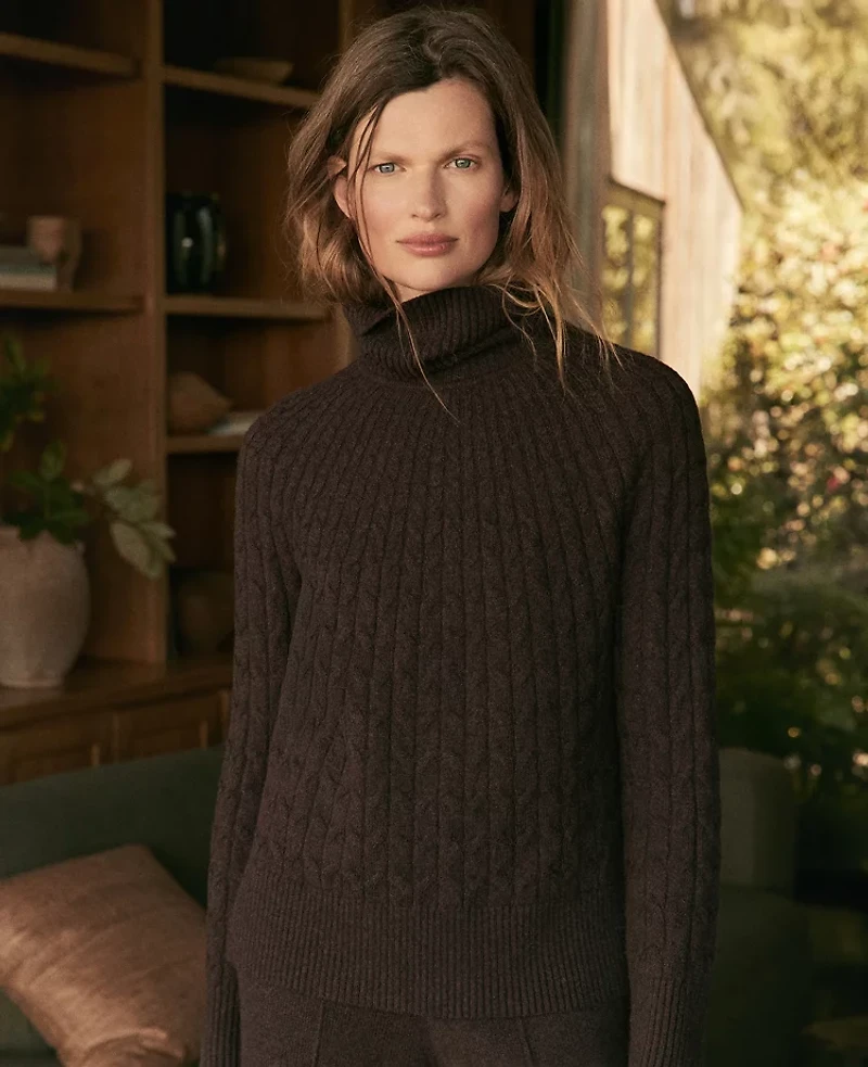 Ann Taylor Haven Well Within Organic Cotton Blend Gradient Cable Sweater Holiday Cranberry Women's