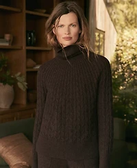 Ann Taylor Haven Well Within Organic Cotton Blend Gradient Cable Sweater Holiday Cranberry Women's