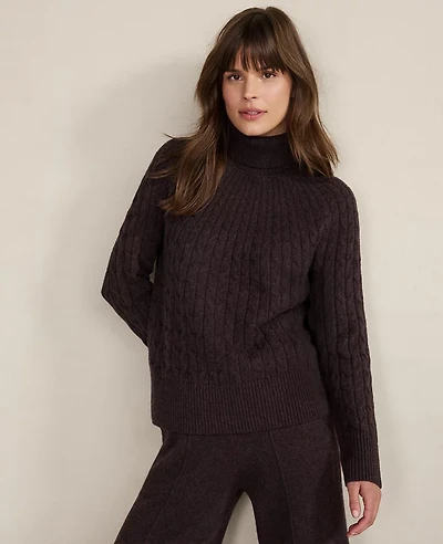 Ann Taylor Haven Well Within Organic Cotton Blend Gradient Cable Sweater Holiday Cranberry Women's