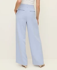 Ann Taylor The Petite Pleated Wide-Leg Pant Textured Crepe Blue Hydrangea Women's
