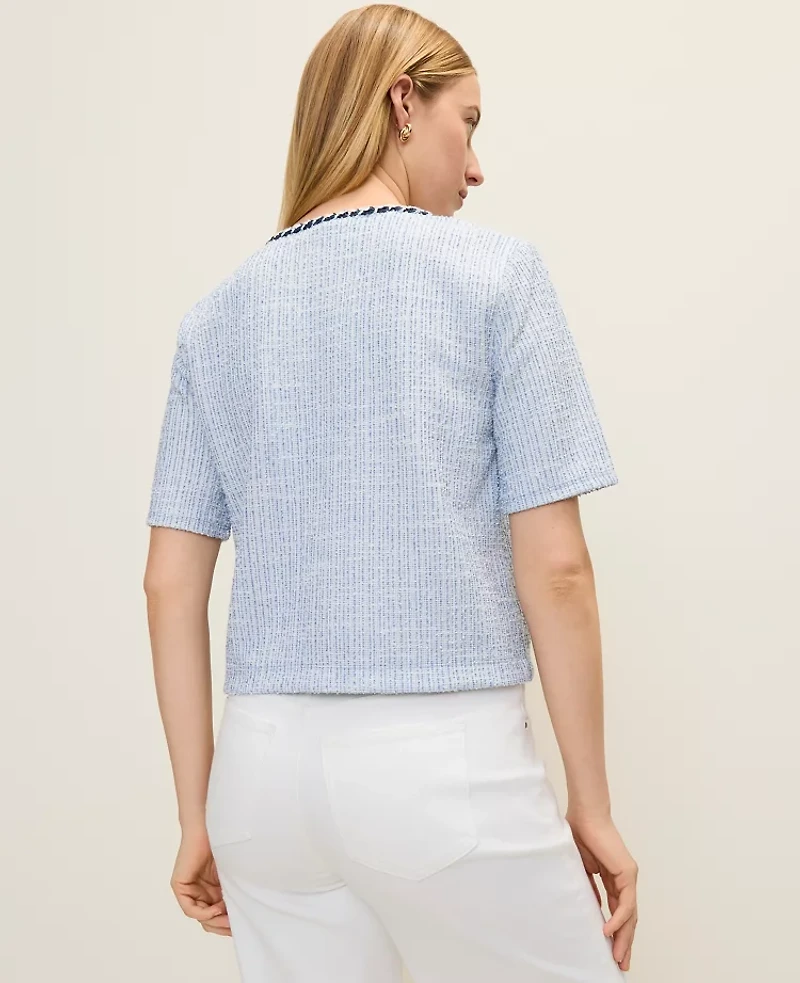 Ann Taylor Metallic Tweed Jacket Soft Blue Multi Women's