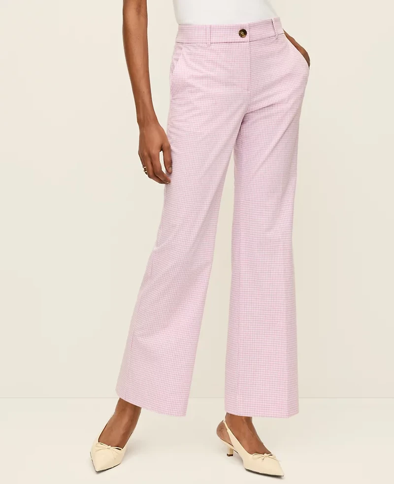 Ann Taylor The Petite Jayne Crop Trouser Gingham Lilac/White Women's