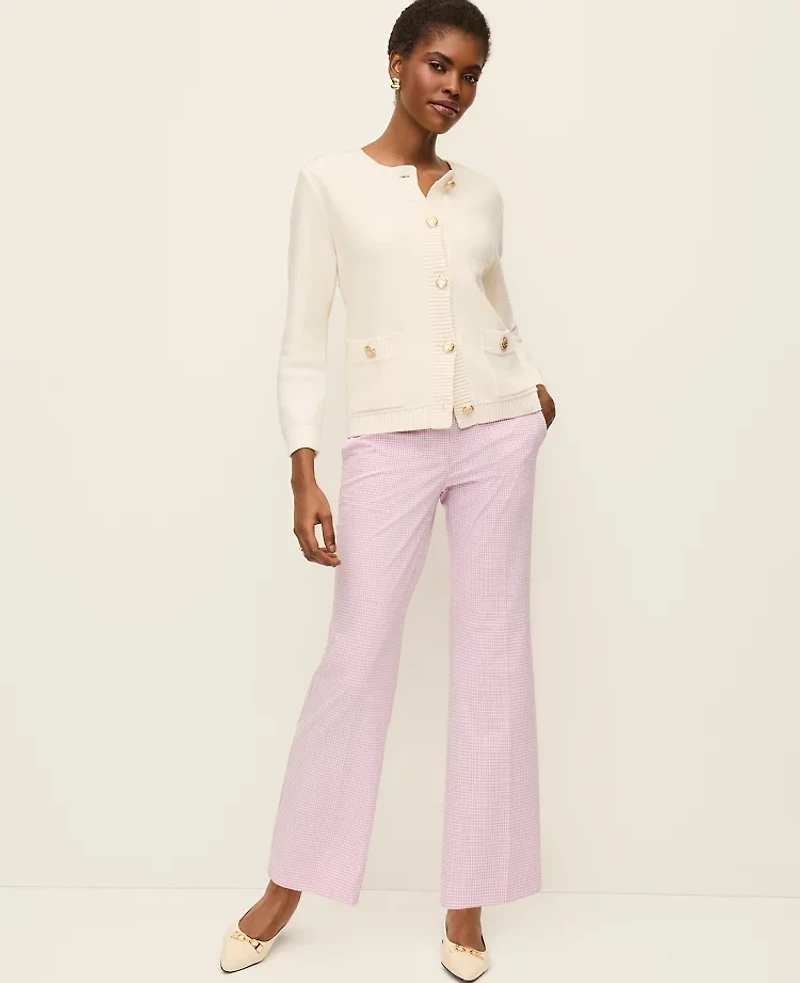 Ann Taylor The Petite Jayne Crop Trouser Gingham Lilac/White Women's