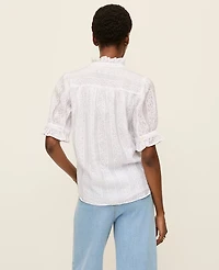 Ann Taylor Eyelet Ruffle Collar Shirt White Women's