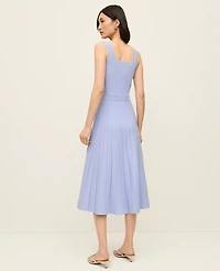 Ann Taylor Petite Button Ribbed Sweater Dress Blue Hydrangea Women's