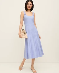 Ann Taylor Petite Button Ribbed Sweater Dress Blue Hydrangea Women's