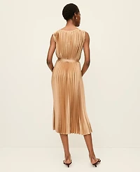 Ann Taylor Petite Pleated Satin Midi Dress Women's