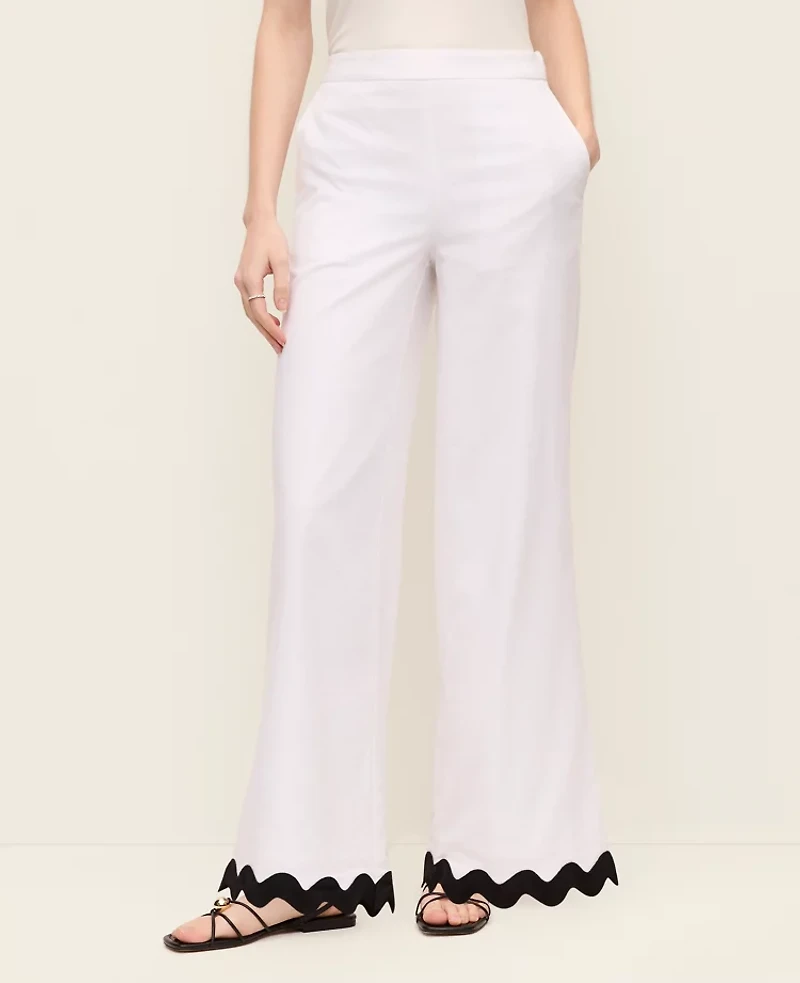 Ann Taylor The Wide Leg Pant Linen Blend White Women's