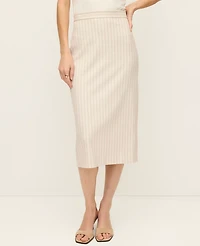 Ann Taylor The Petite Clean Pencil Skirt Pinstripe Cream Multi Women's