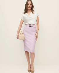 Ann Taylor Petite Tweed Belted Pencil Skirt Violet Orchid Women's