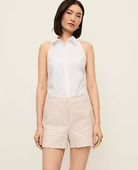 Ann Taylor The Petite City Short Gingham Pale Sandalwood Women's