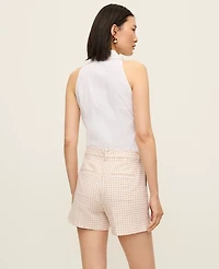 Ann Taylor The Petite City Short Gingham Pale Sandalwood Women's