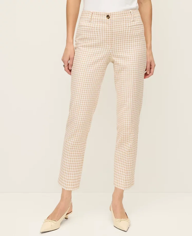 Ann Taylor The Cotton Crop Pant Gingham — Curvy Fit Pale Sandalwood Women's