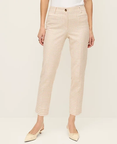 Ann Taylor The Cotton Crop Pant Gingham — Curvy Fit Pale Sandalwood Women's